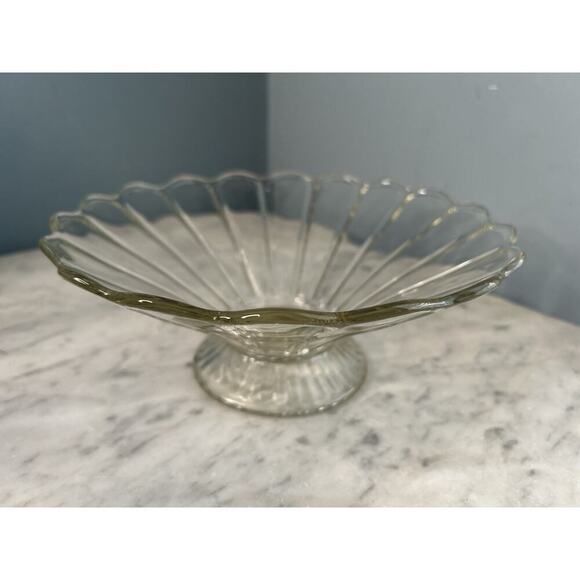 Vintage Colonial Style Paneled Glass Footed Serving Dish Bowl Imperial Glass ? - Picture 1 of 12